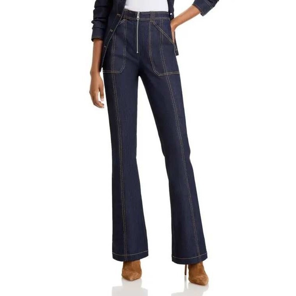 Cinq a Sept Val Flare Leg Denim Pant Indigo High Rise Jeans Size 12 Tall